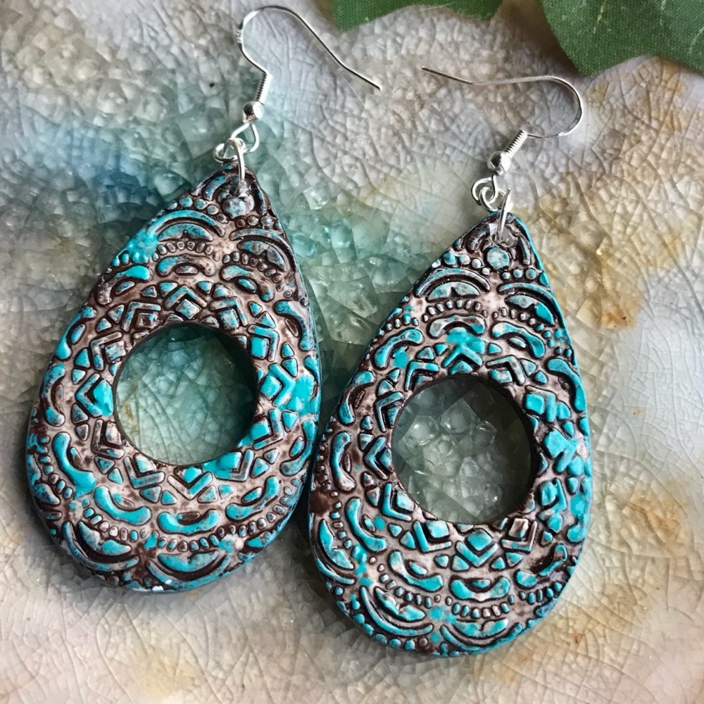 Handmade Polymer Clay Teardrop Earrings